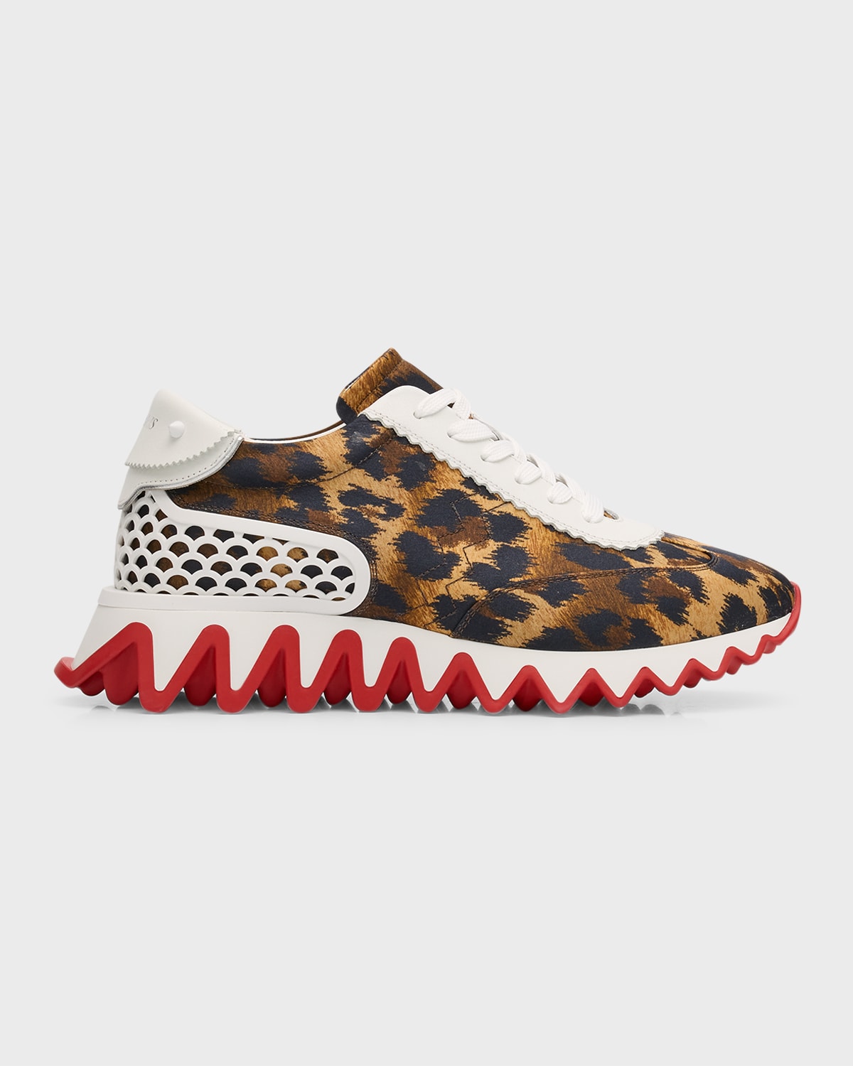 CHRISTIAN LOUBOUTIN LOUBISHARK DONNA CREPE SATIN KITTY RED SOLE RUNNER SNEAKERS