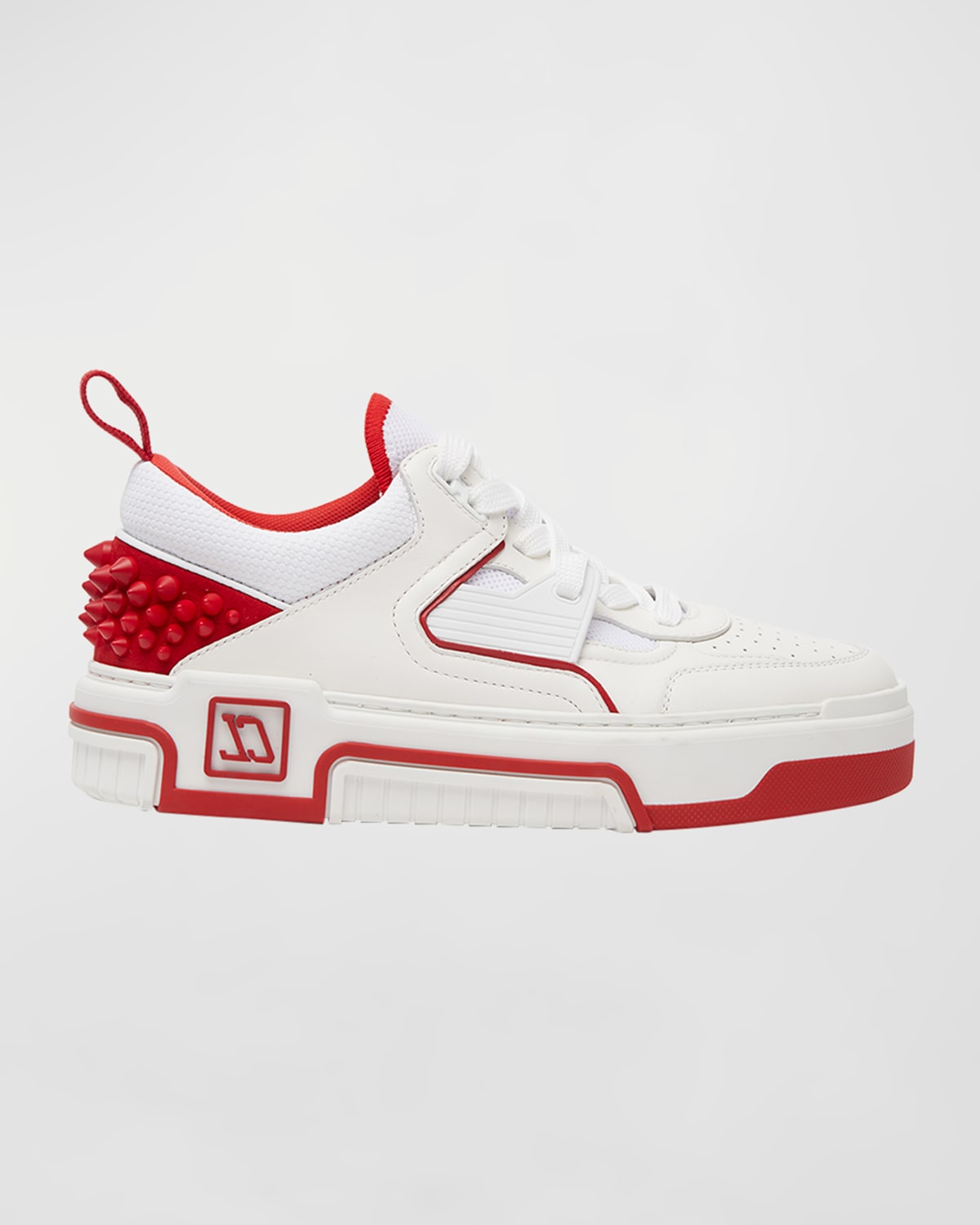 Shop Christian Louboutin Astroloubi Donna Red Sole Leather Low-top Sneakers In White/loubi