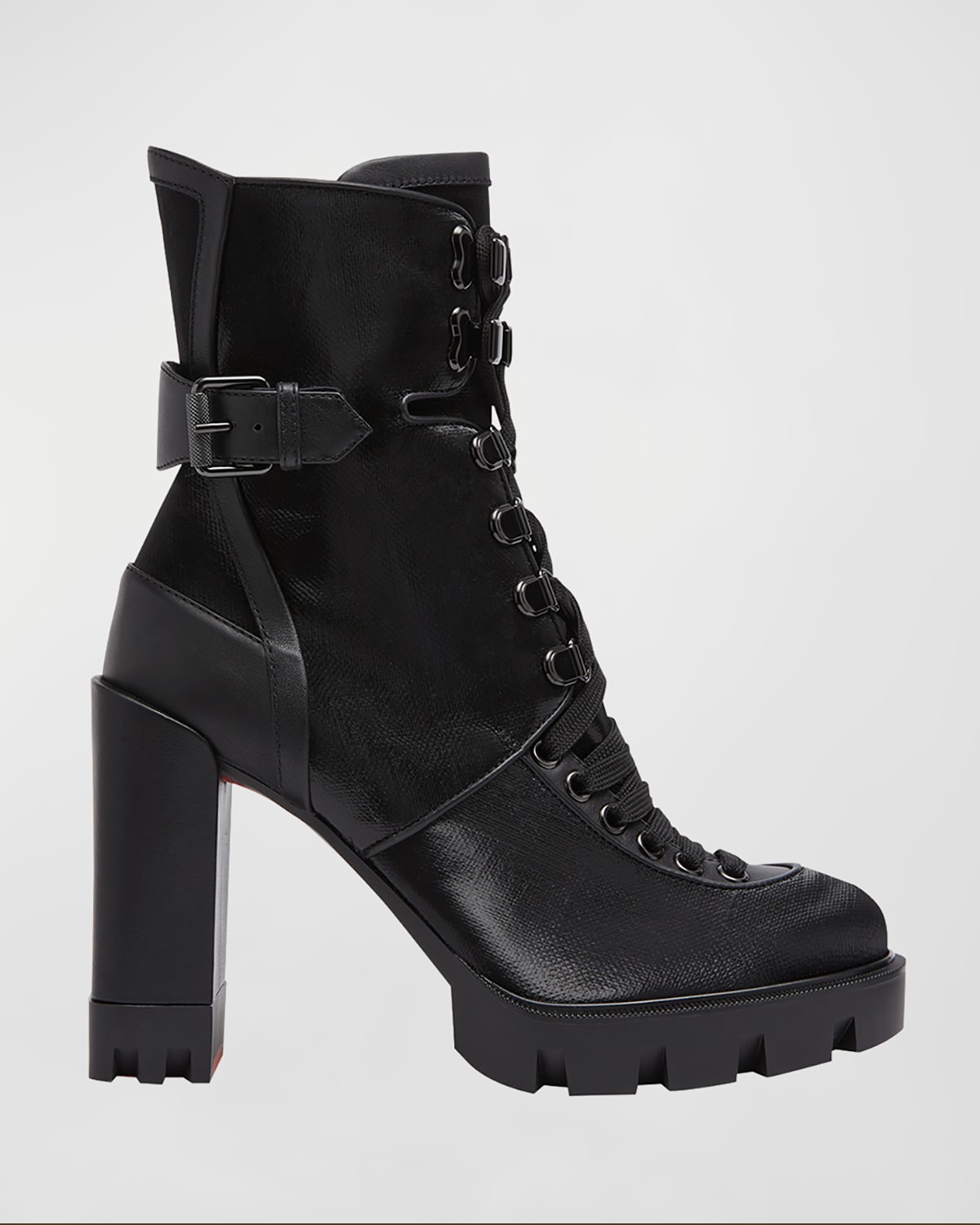 Shop Christian Louboutin Macademia Red Sole Mid-calf Lace-up Boots In Black