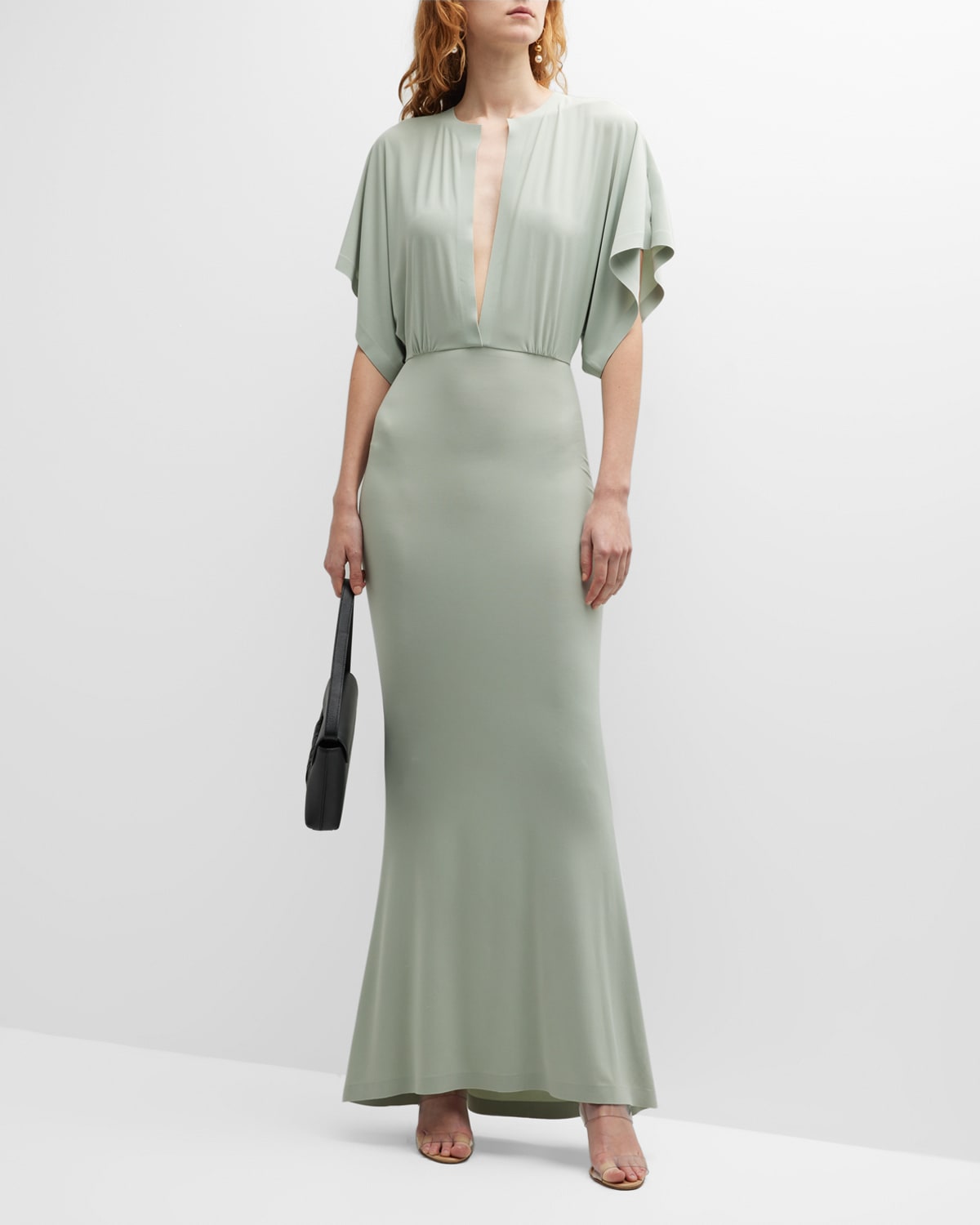 Norma Kamali Obie Gown In Dried Sage