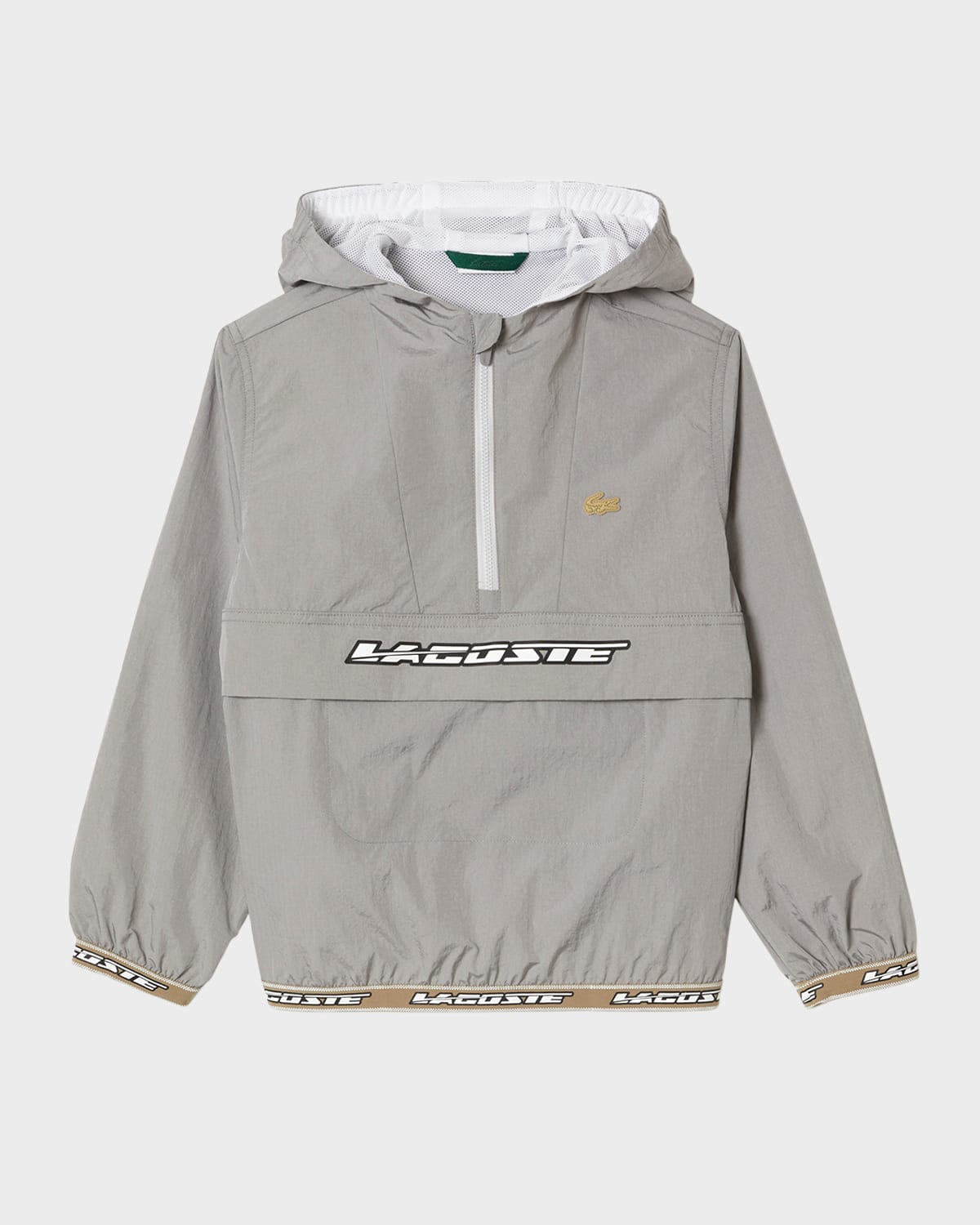 Shop Lacoste Kid's Logo-print Quarter Zip Jacket In Grey