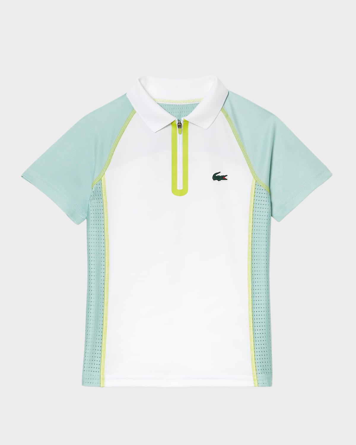 Lacoste Kids' Boy's Color Block Mesh Polo Shirt In Open White