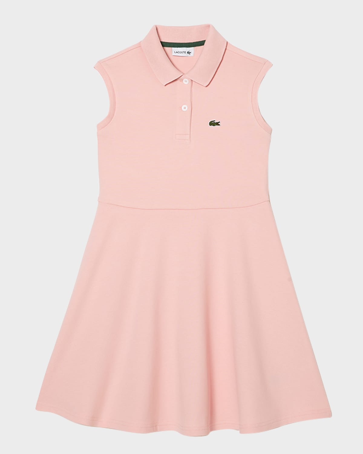 Shop Lacoste Girl's Embroidered Crocodile Polo Dress In Open Pink