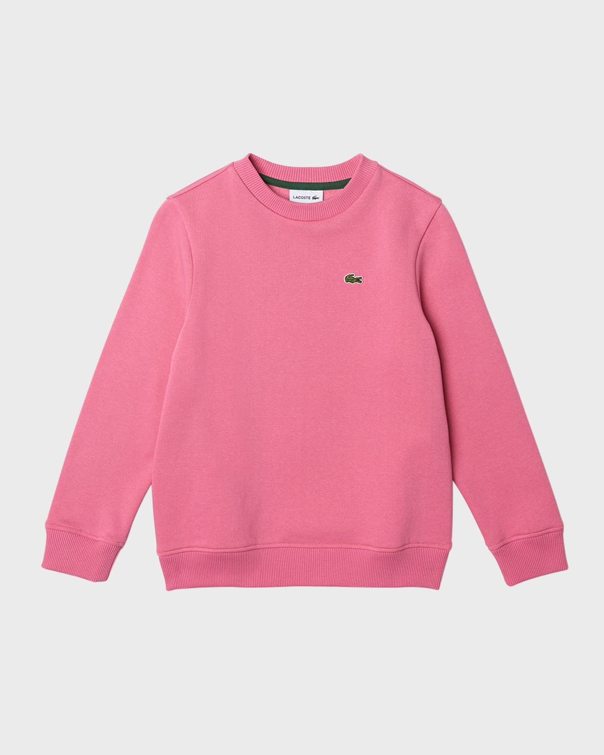 Lacoste Kid's Embroidered Crocodile Crewneck Sweatshirt In Medium Pink
