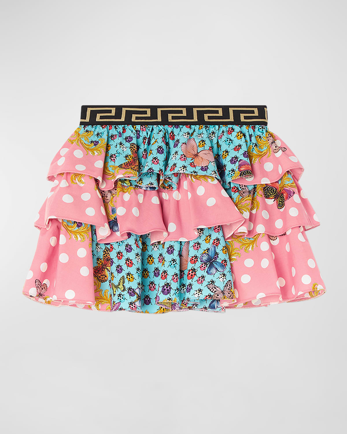 Girl's Varcanza Baroque-Print Skirt, Size 8-14