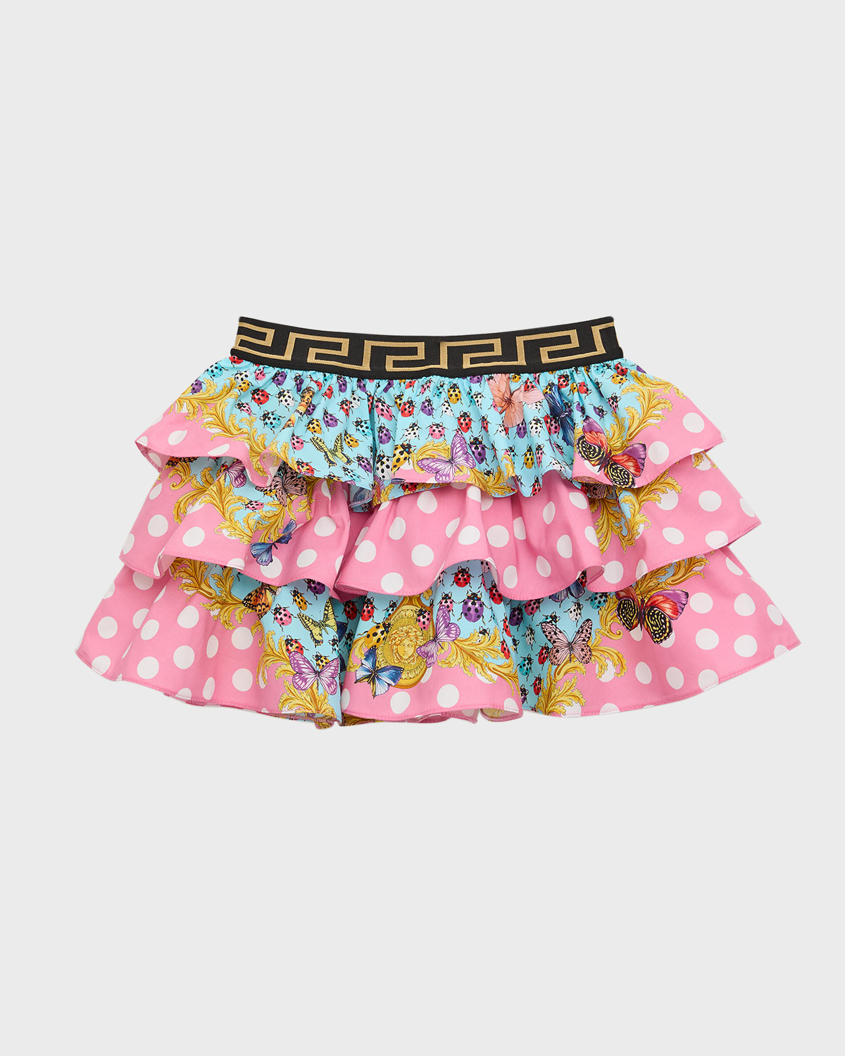 Versace Kids' Girl's Varcanza Baroque-print Skirt In Pink