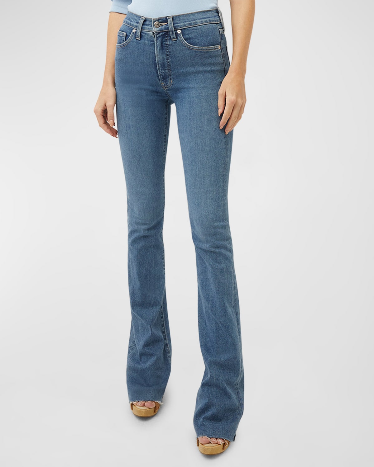 Shop Veronica Beard Cameron Bootcut Raw Hem Jeans In Stargazer