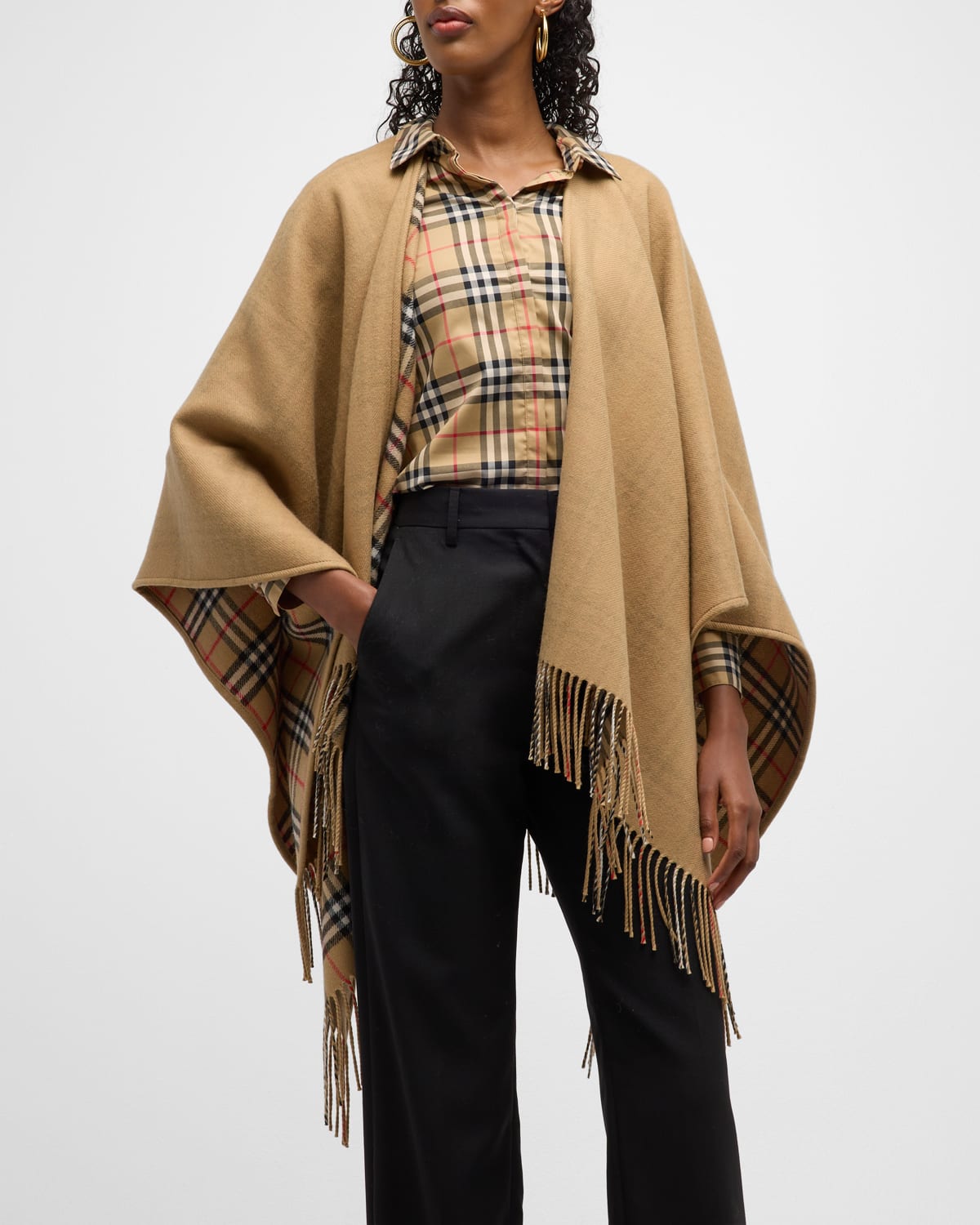 Charlotte Check Wool Cape