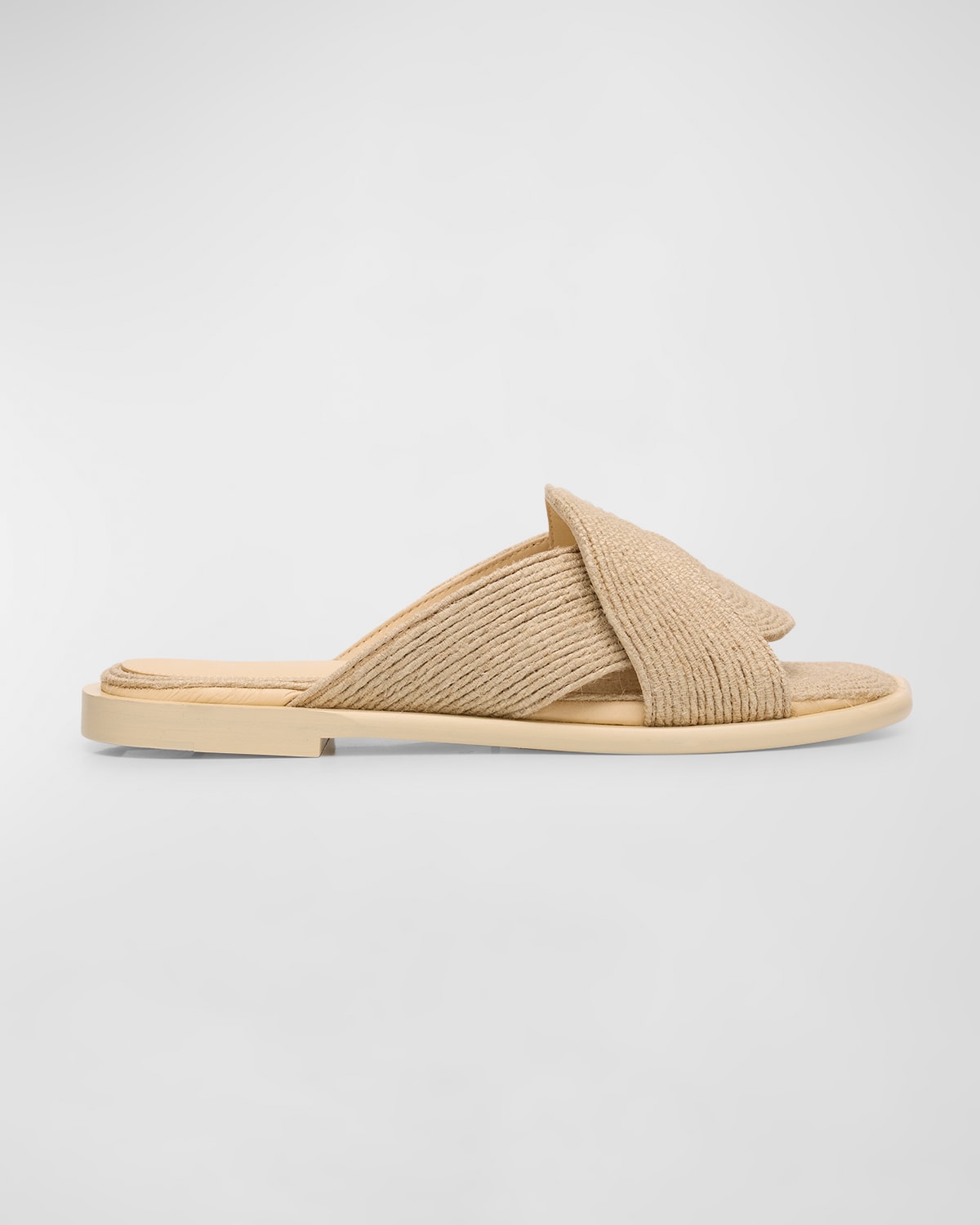 Loewe Petal Jute Flat Slide Sandals In Neutral
