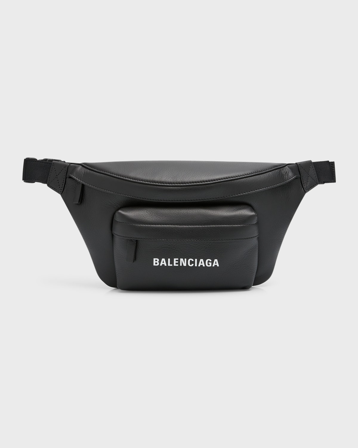 Shop Balenciaga Men's Everyday Leather Belt Bag In Black/white