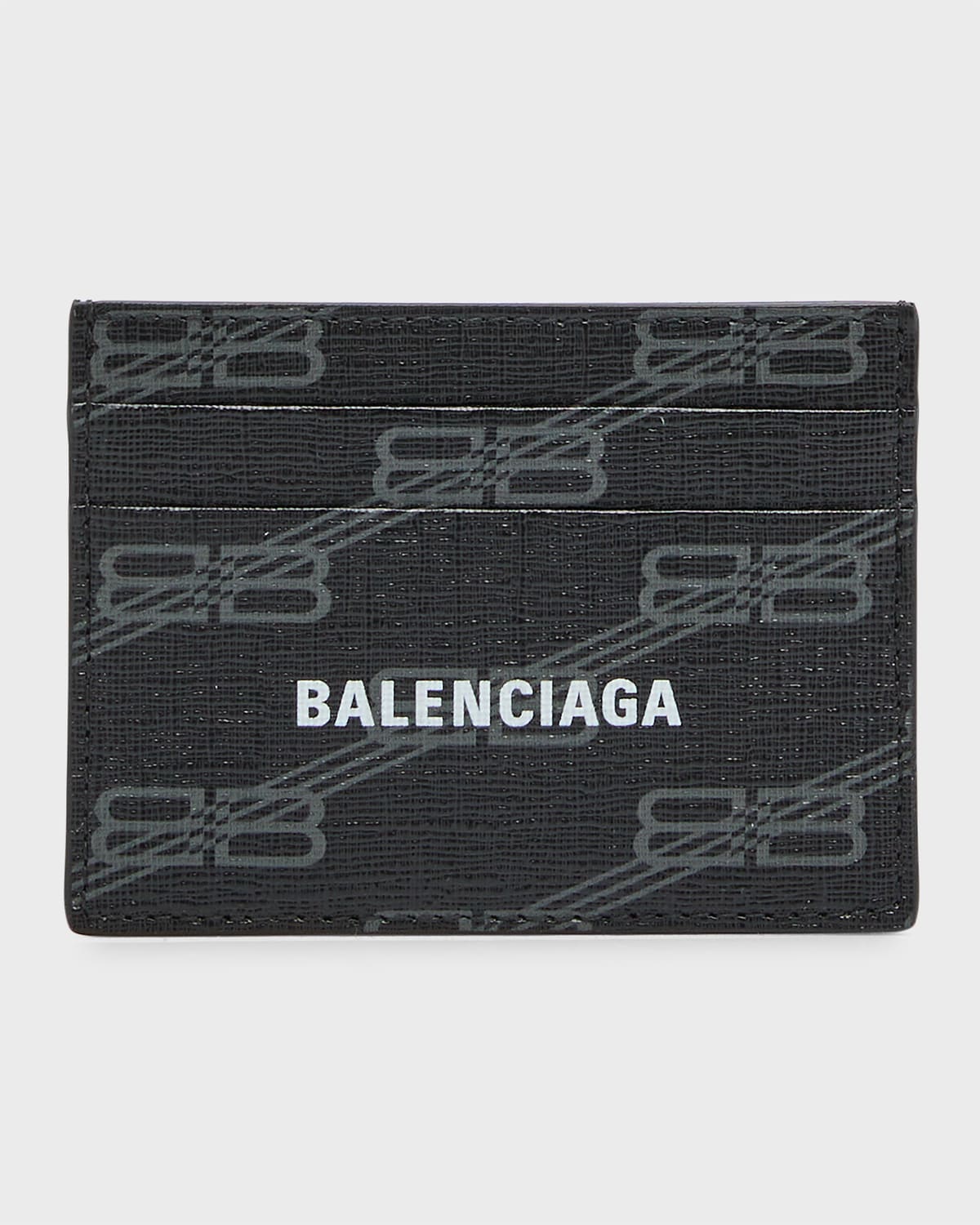 Shop Balenciaga Men's Signature Card Holder Bb Monogram Coated Canvas In 1061 Black/grey