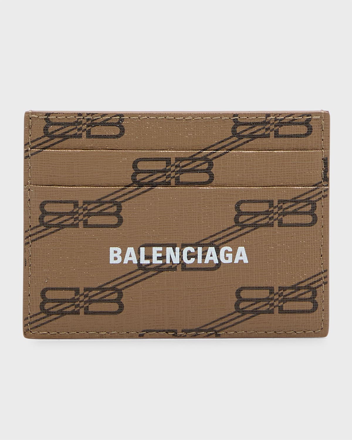 Shop Balenciaga Men's Signature Card Holder Bb Monogram Coated Canvas In 2762 Beige/brown
