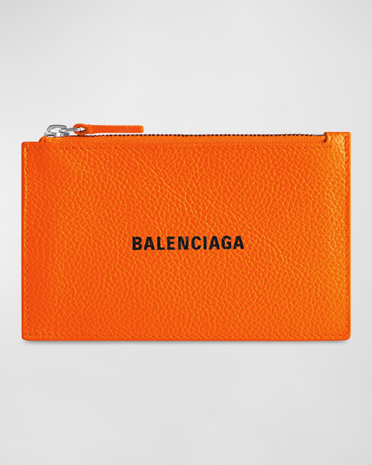 Shop Balenciaga Men's Cash Large Long Coin And Card Holder In 7560 Fluo Orange/l Black