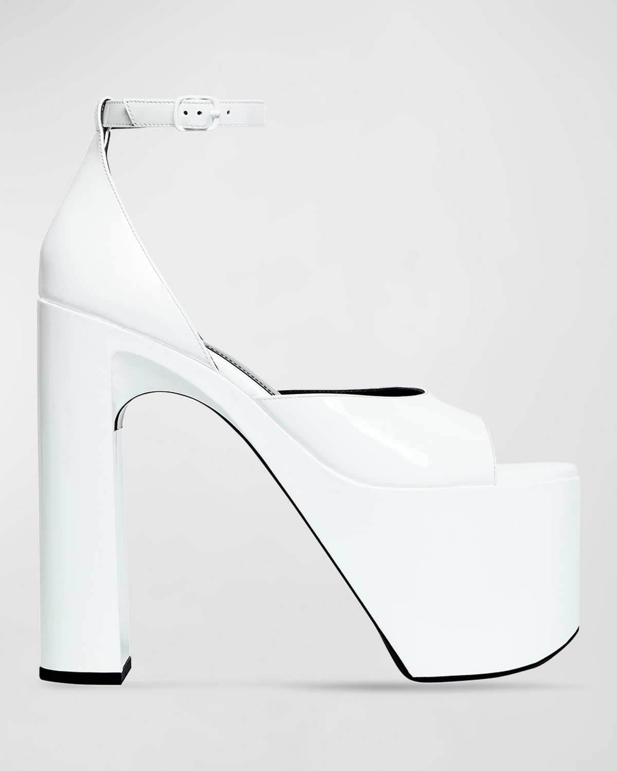 Balenciaga Camden Patent Ankle-strap Platform Sandals In White