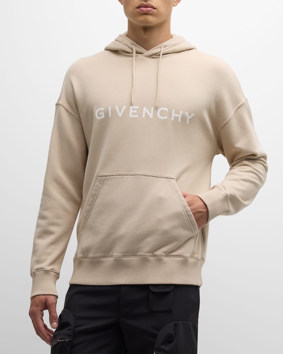 Shop Givenchy Men's Archetype Logo Hoodie In Clay