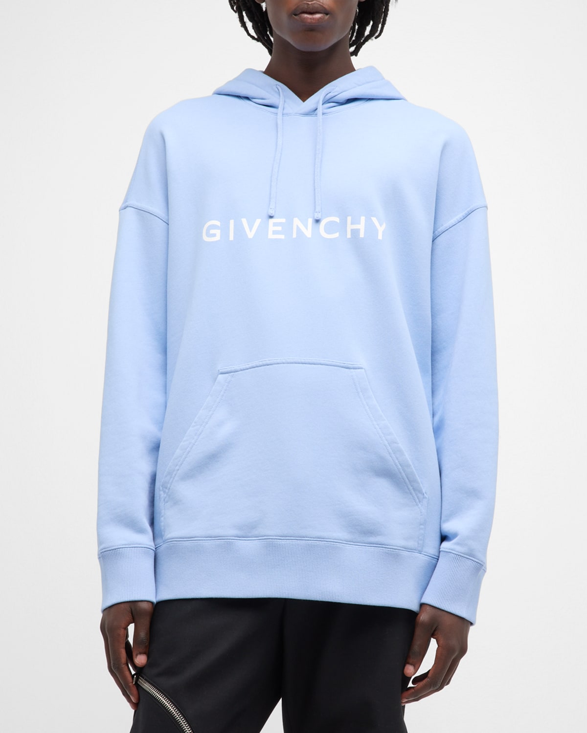 Givenchy Archetype Logo-print Cotton-jersey Hoodie In Light Blue