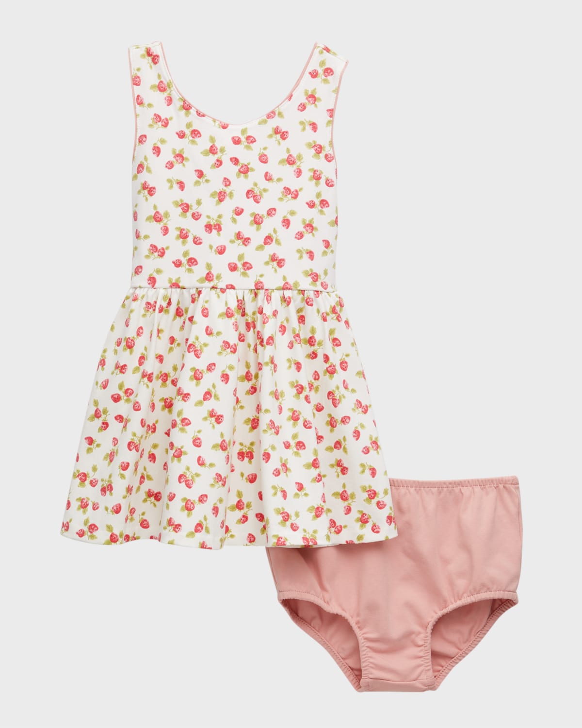 Girl's Strawberry-Print Dress And Bloomers, Size 3M-18M