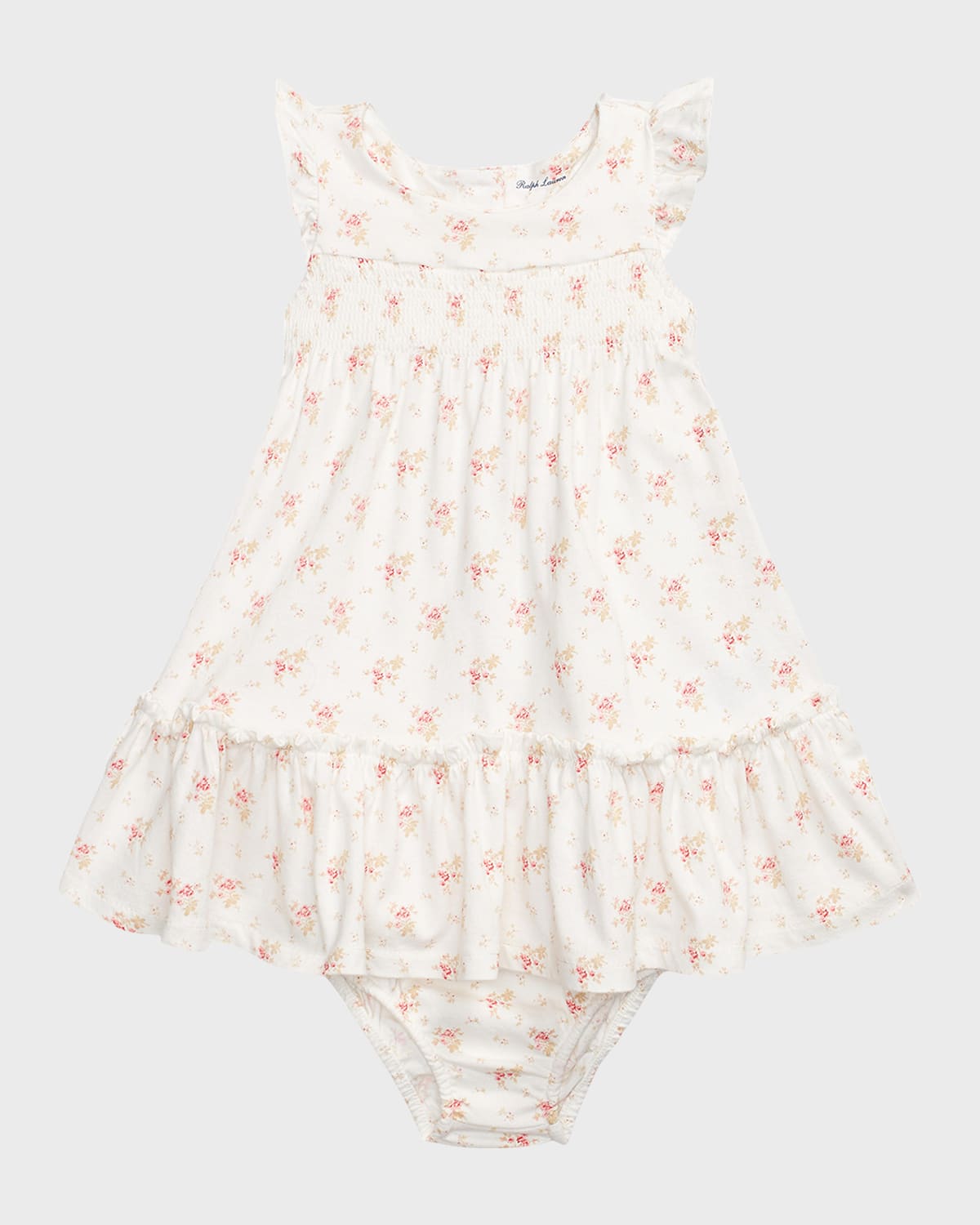 Girl's Floral-Print Ruffle Trim Dress And Bloomers, Size 3M-24M