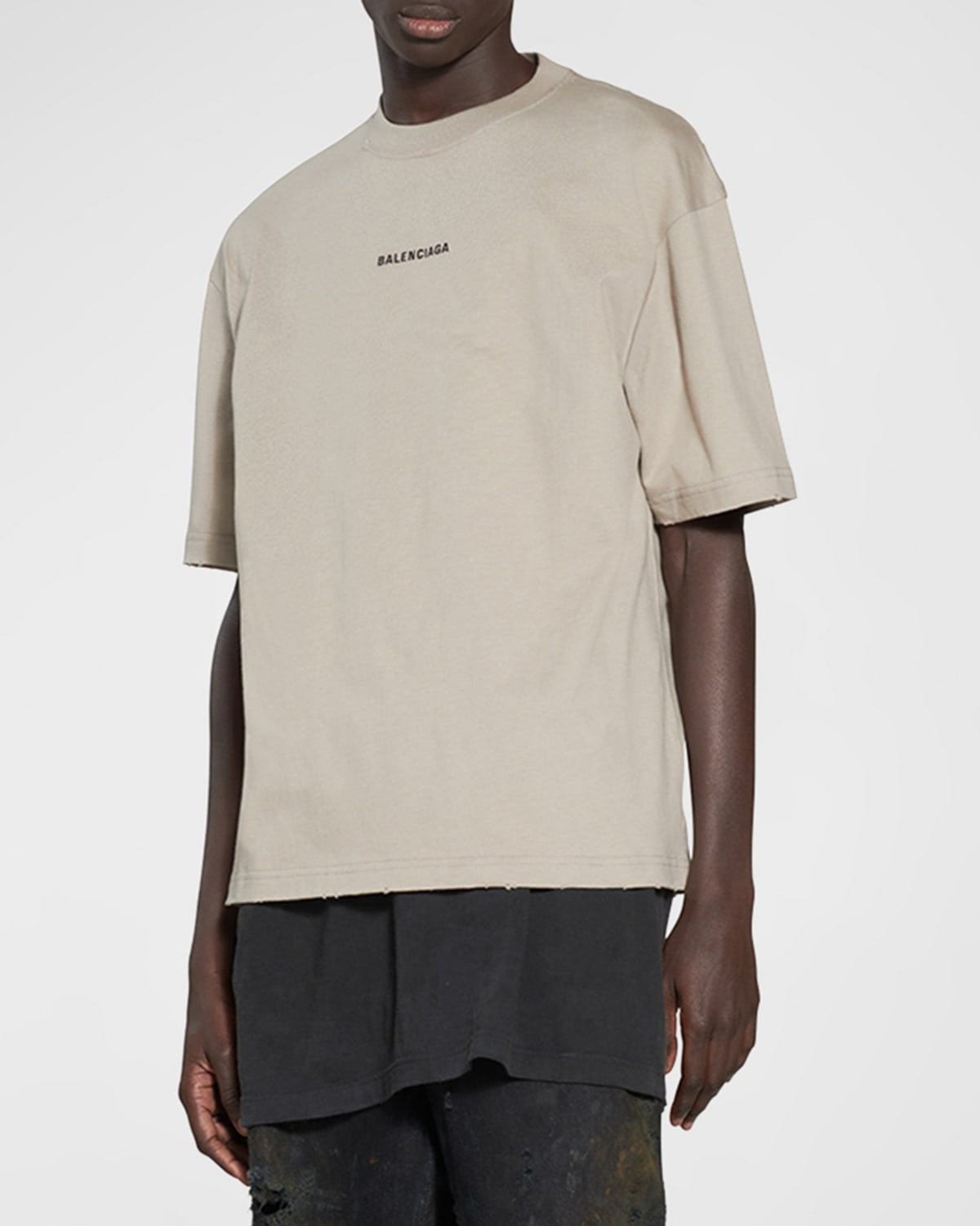 Shop Balenciaga Men's  Back T Shirt Medium Fit In 9763 Dust/black