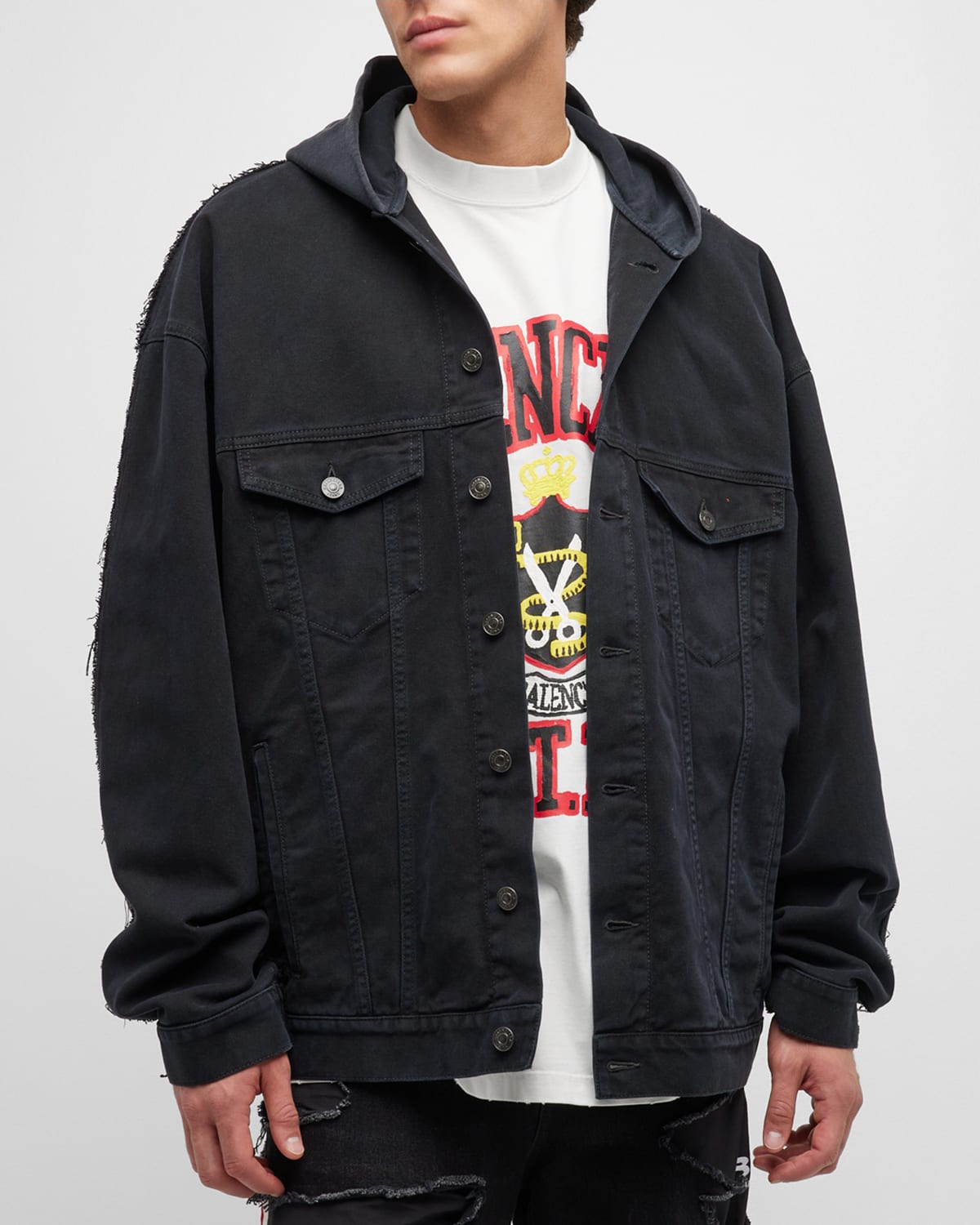 Peach denim jacket with hood mens shop
