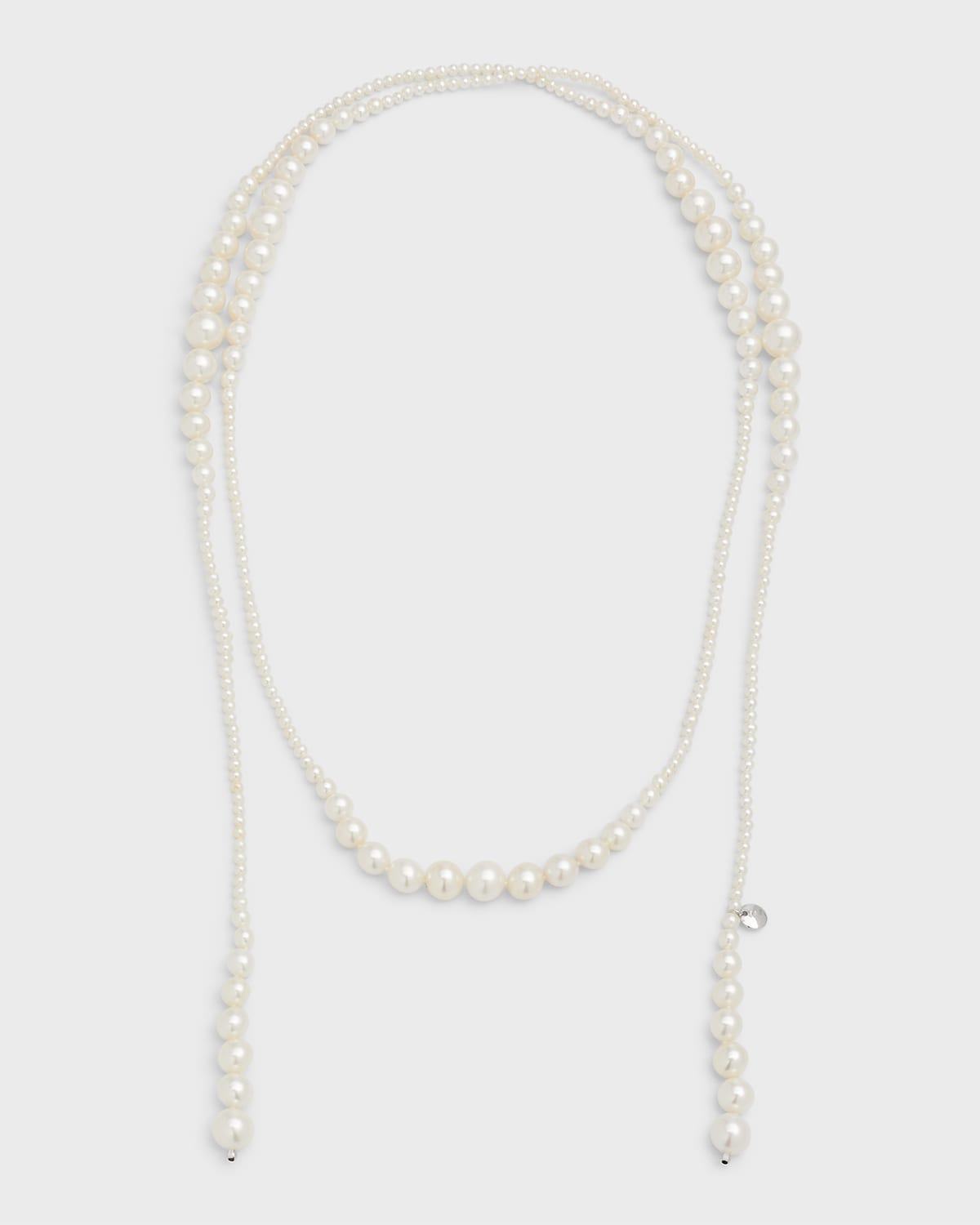 18K White Gold Freshwater Pearl Lariat, 3-10mm