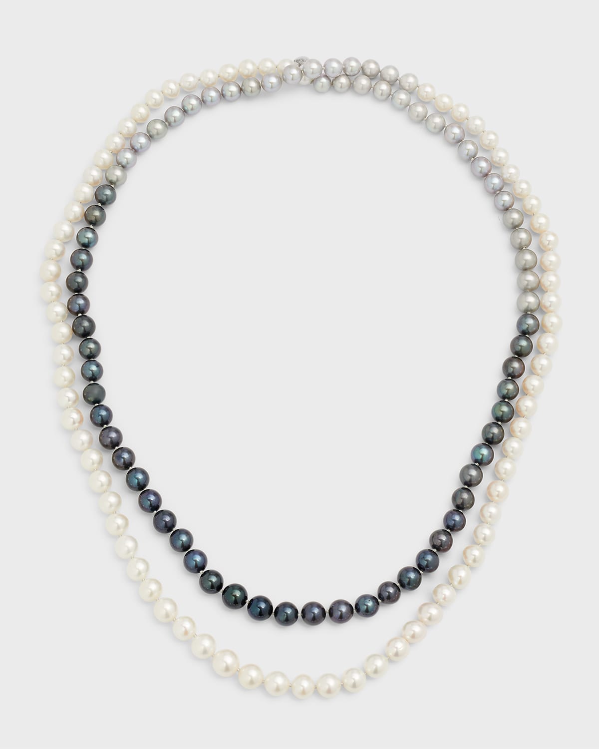Utopia 18k White Gold Necklace With Multihued Pearls, 7-9mm