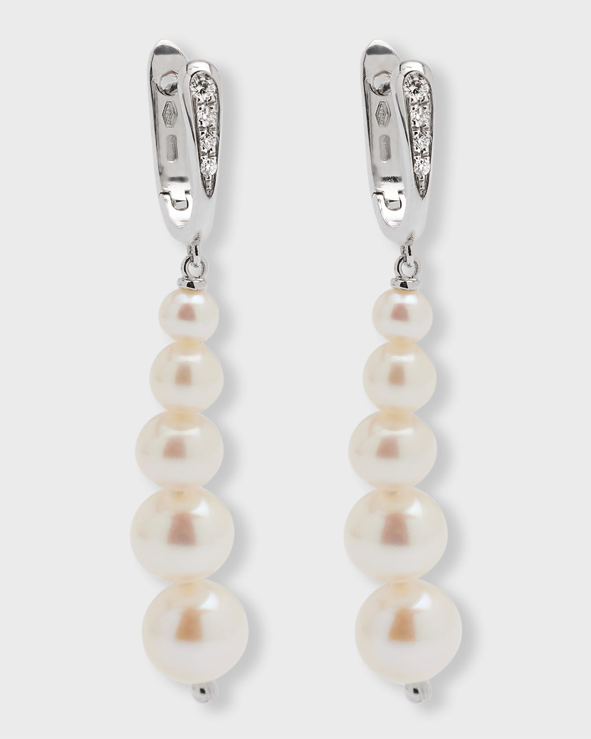 Graduated Pearl & Diamond Clip-On Earrings