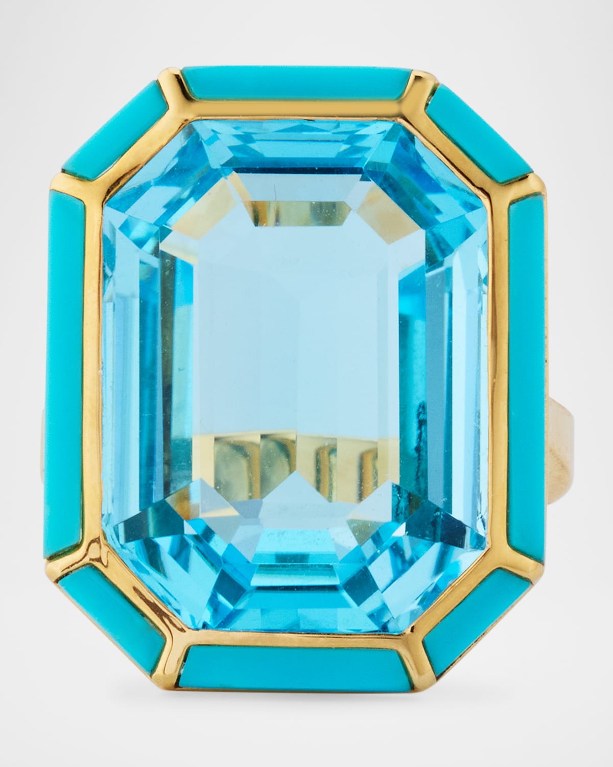 18K Yellow Gold Topaz Emerald-Cut Ring, Size 6