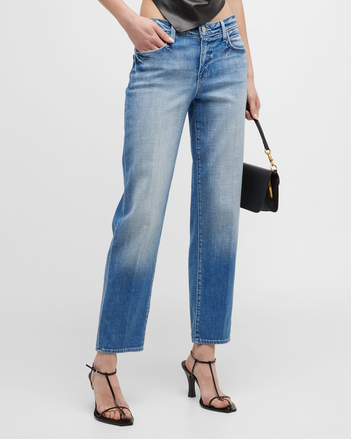 Shop L Agence Marjorie Mid-rise Slouch Slim Straight Jeans In Balboa