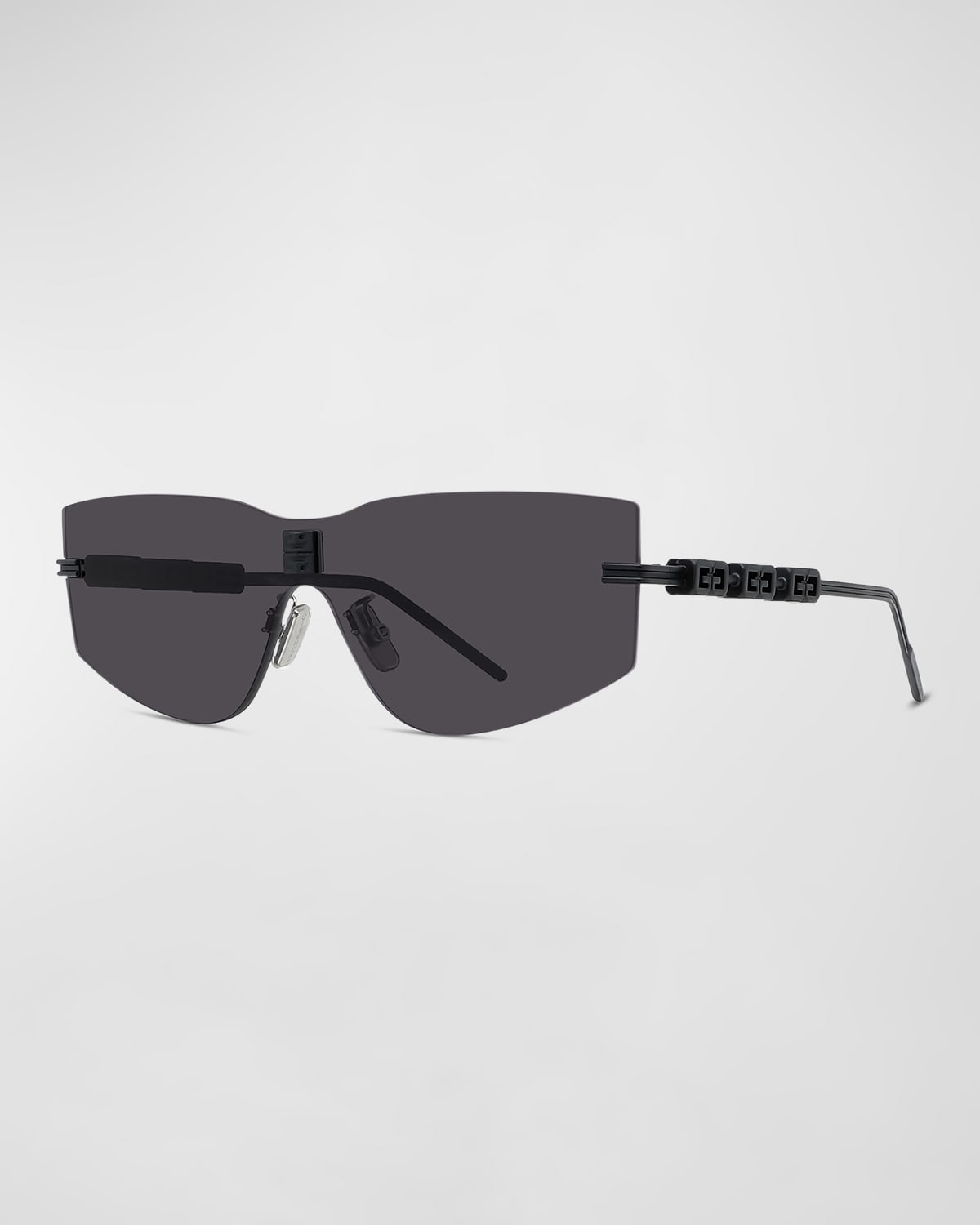 Shop Givenchy Men's 4gem Rimless Shield Sunglasses In Matte Black