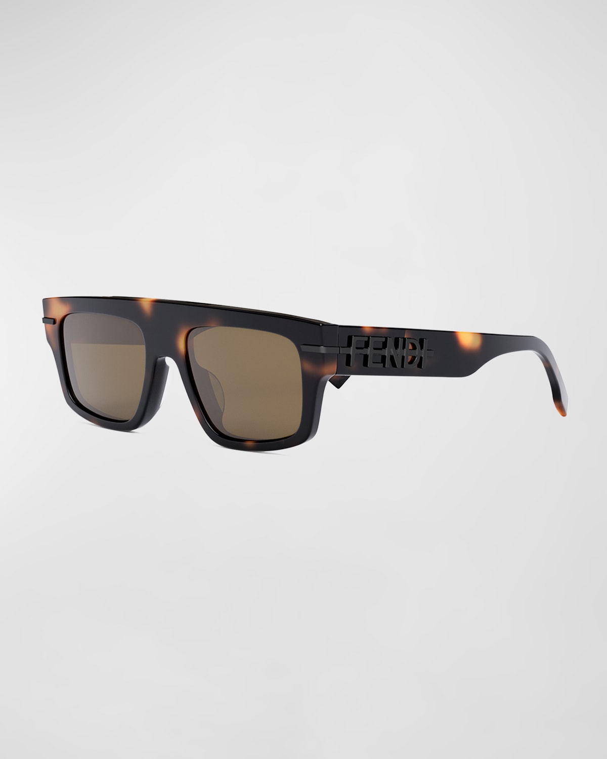 Fendi Men's Graphy Acetate Rectangle Sunglasses In Blonde Havana Bro
