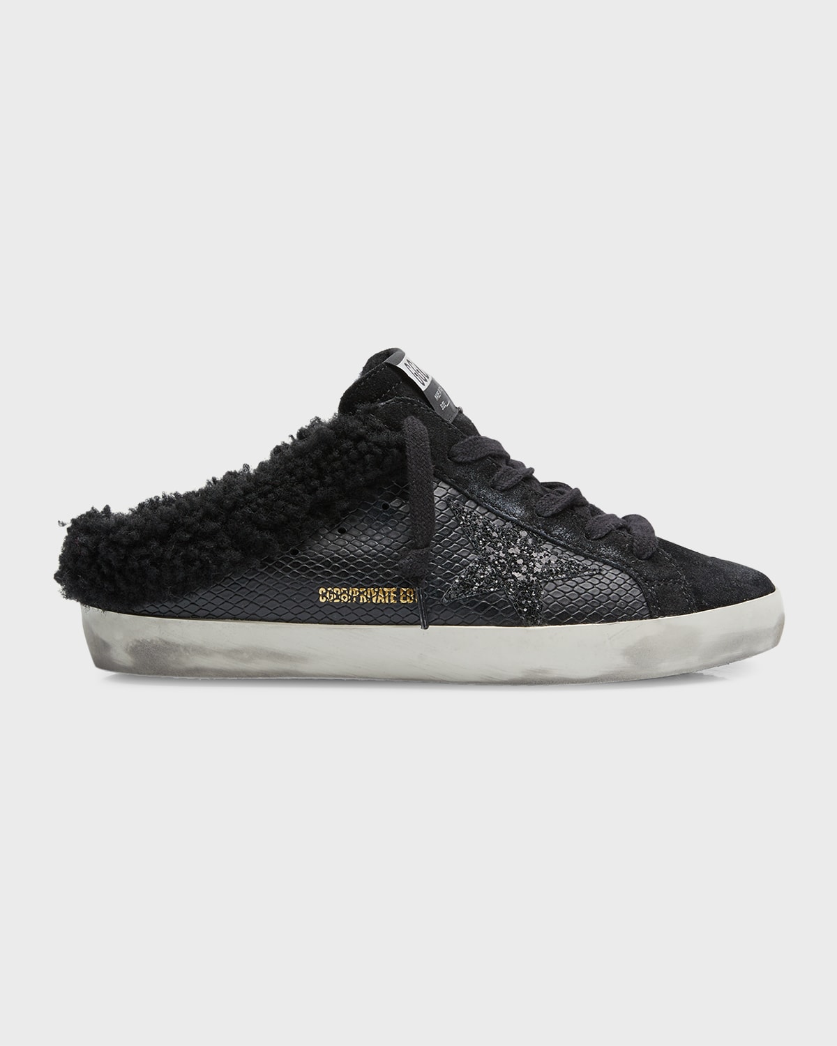 GOLDEN GOOSE SUPERSTAR SABOT EMBOSSED SHEARLING SNEAKERS
