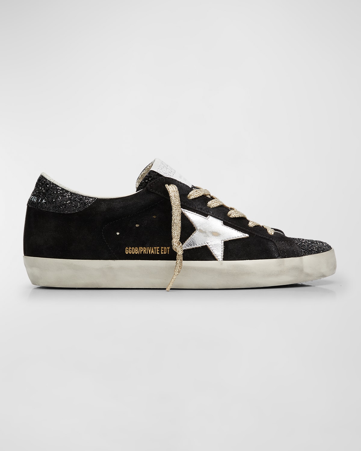 GOLDEN GOOSE SUPER STAR GLITTER FAUX-LEATHER LOW-TOP SNEAKERS