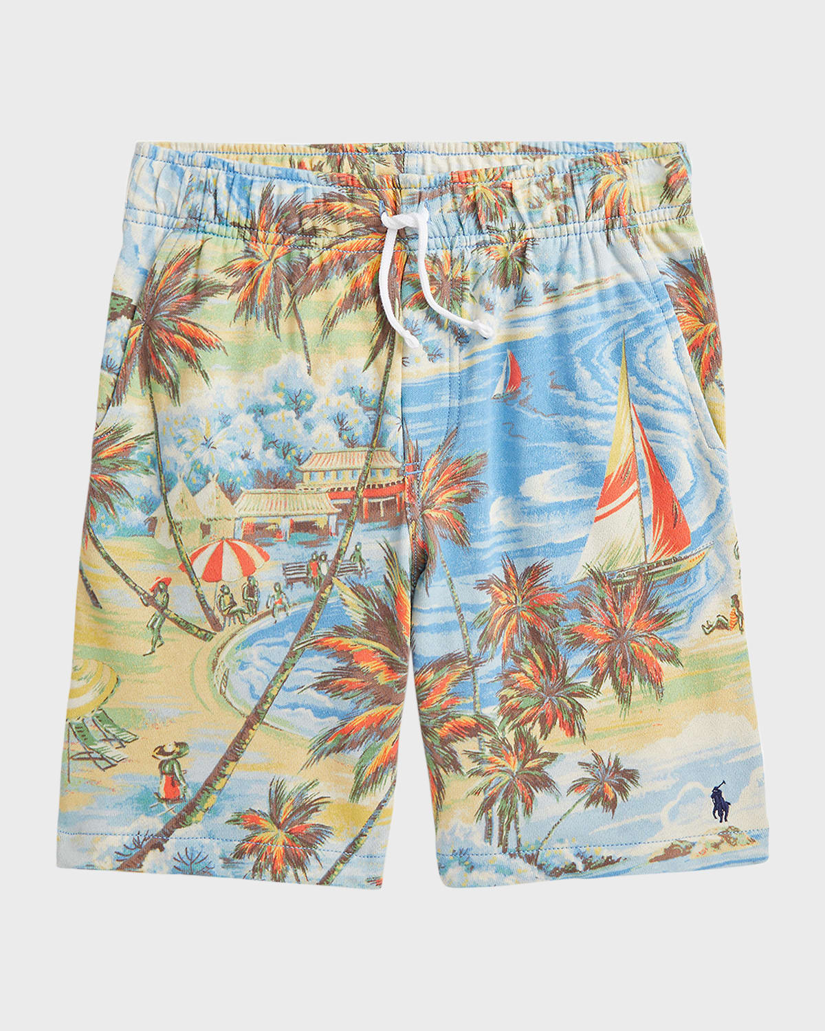 Boy's Tropical-Print Terry Shorts, Size S-XL