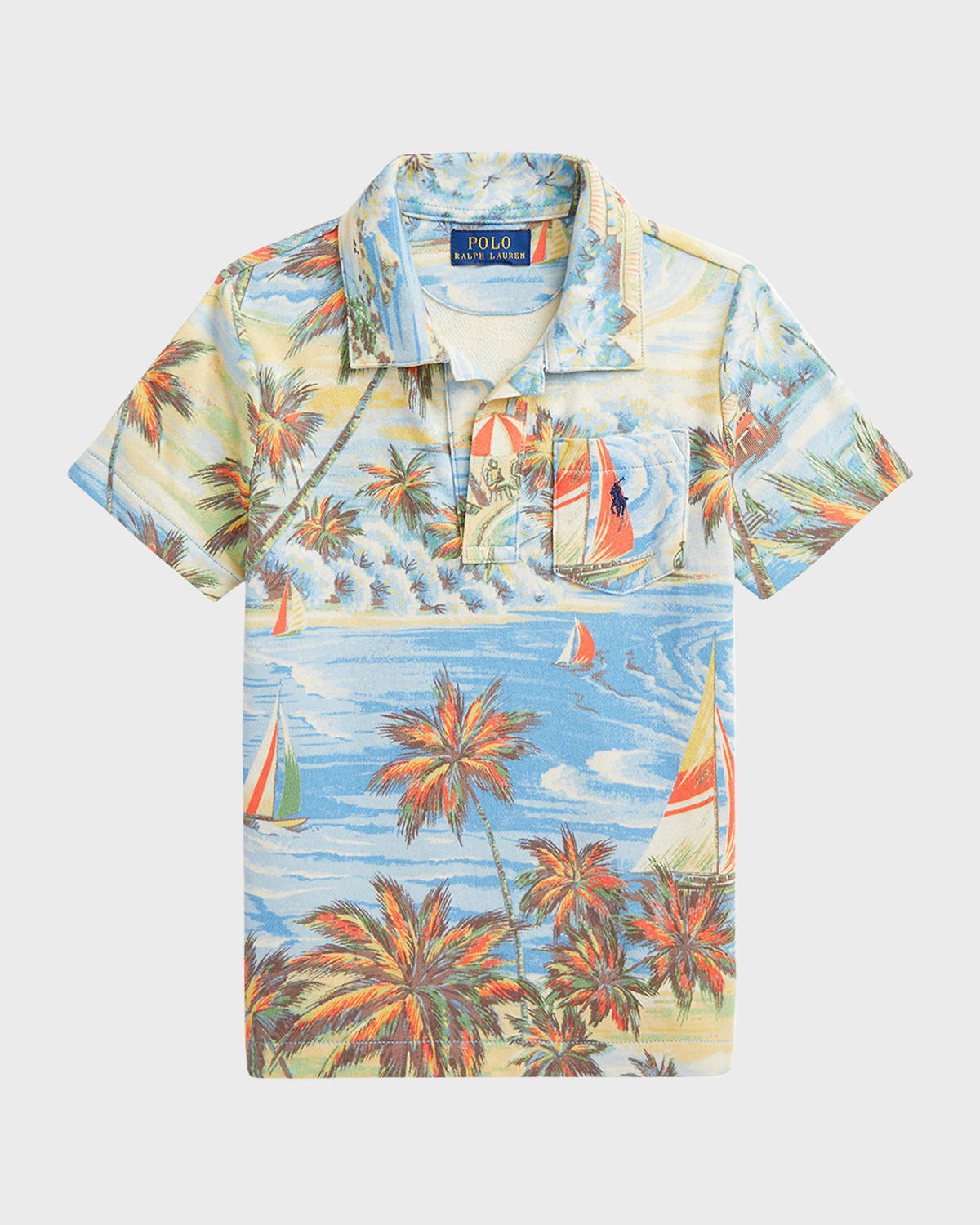 Boy's Tropical-Print Polo Shirt, Size S-XL