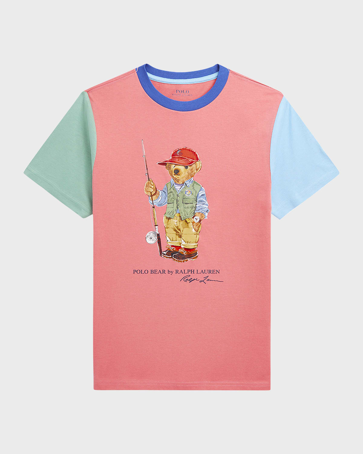 Boy's Color Blocked Graphic Polo Bear Jersey T-Shirt, Size S-XL