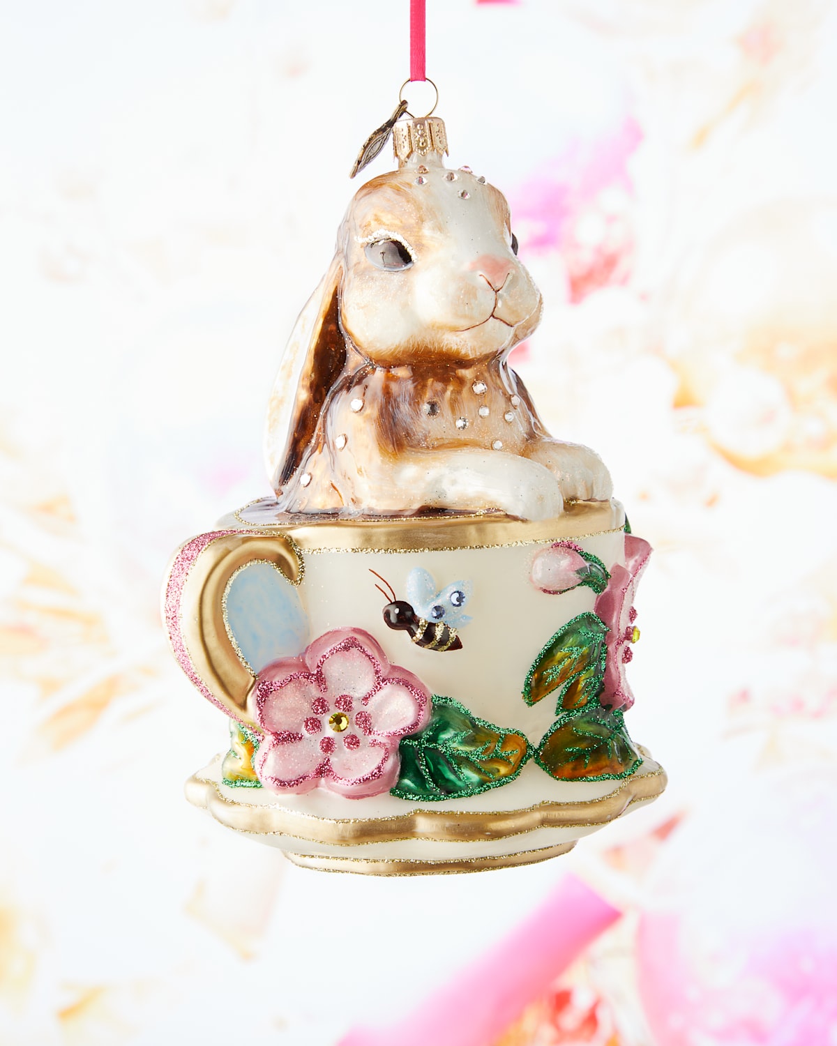 Jay Strongwater Bunny Teacup Christmas Ornament