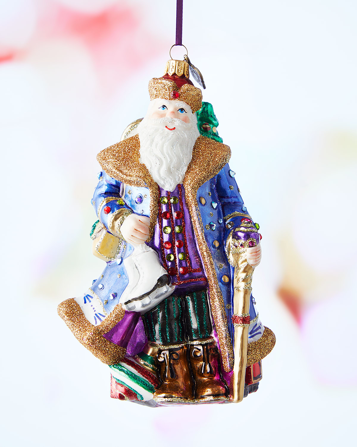Jay Strongwater Woodland Santa Christmas Ornament In Jewel