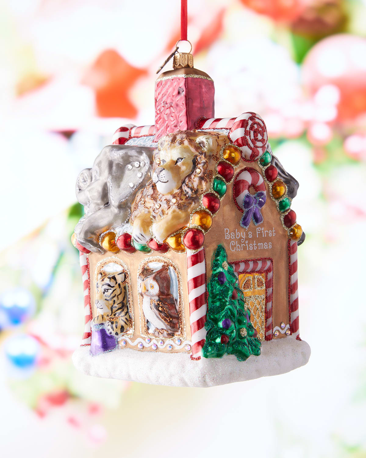 Jay Strongwater Holiday Baby's First Christmas Gingerbread House Ornament In Jewel