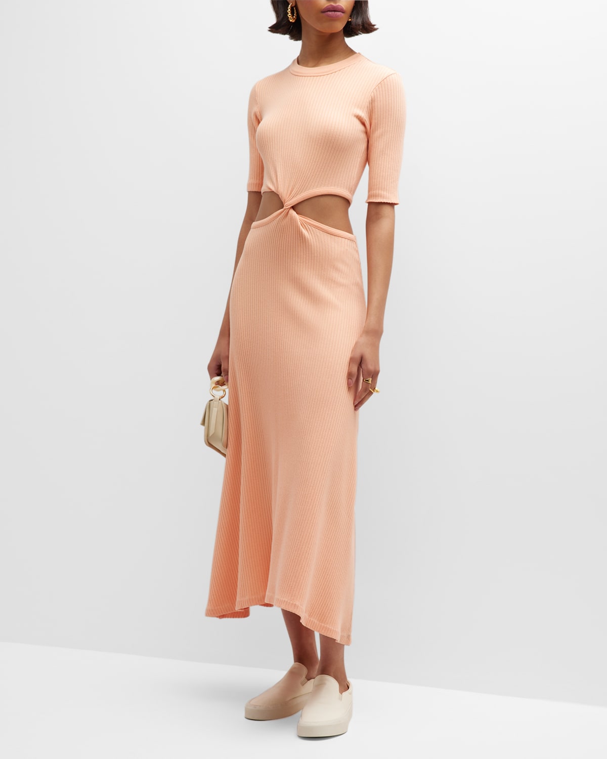 Citizens Of Humanity Nicola Twist Cut-out Knit Maxi Dress In Papaya
