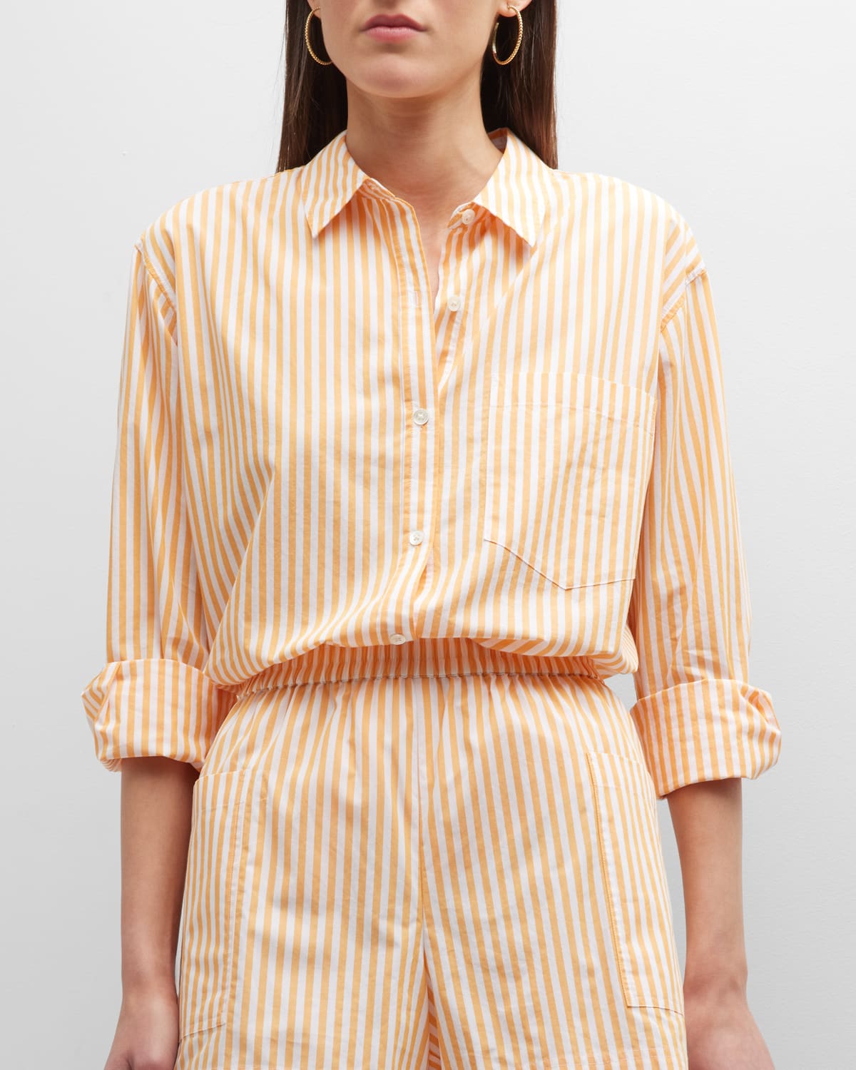 Rails Arlo Pinstripe Button-front Shirt In Clementine Stripe
