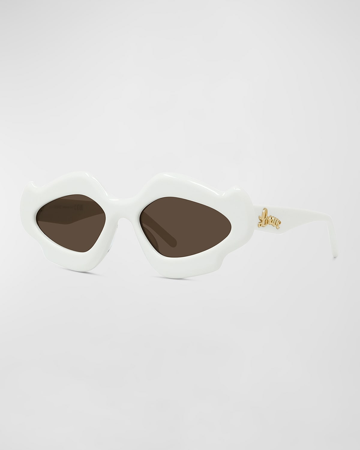 Shop Loewe Flame Acetate Oval Sunglasses In White Brown