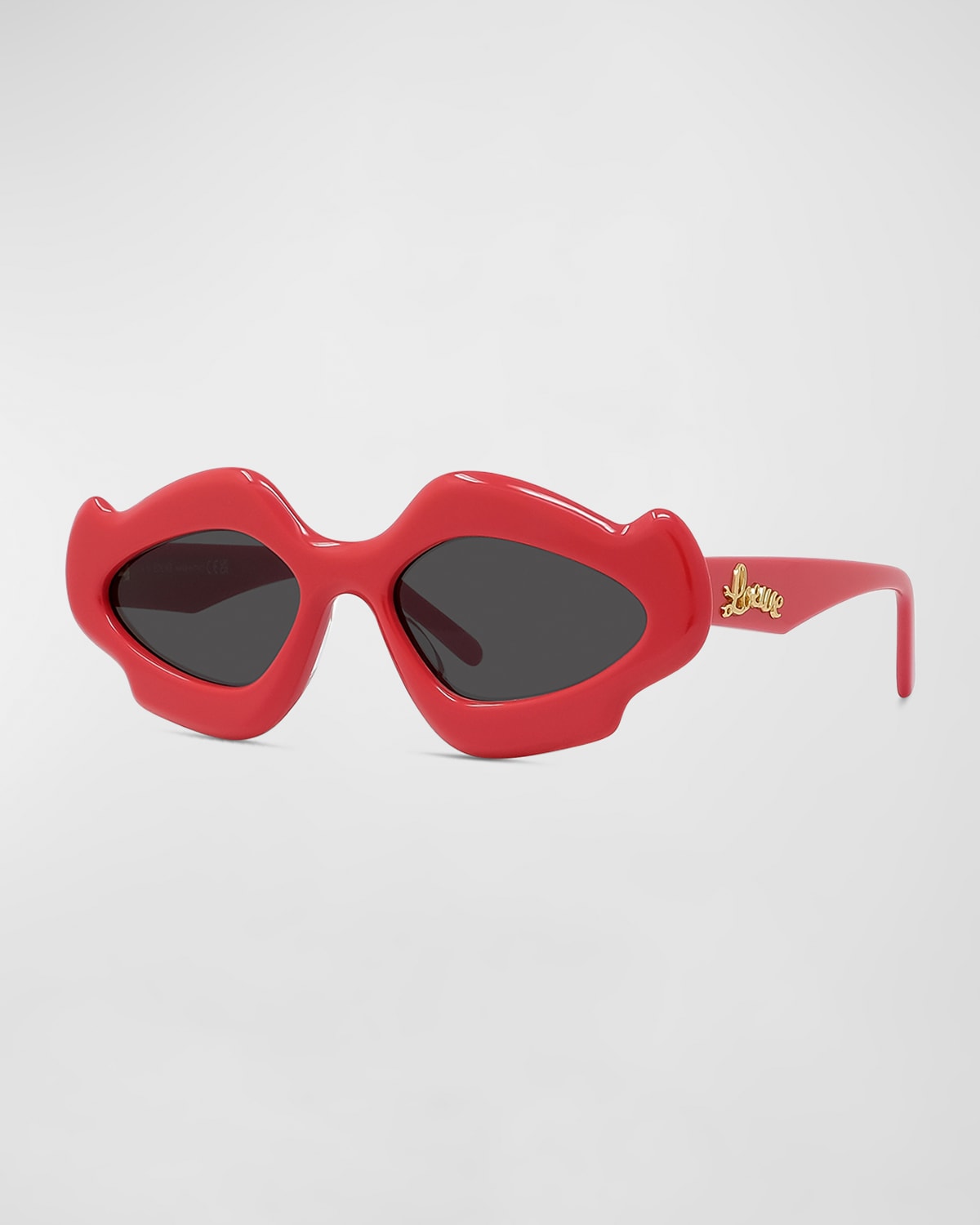 Loewe Flame Acetate Oval Sunglasses In Shiny Red