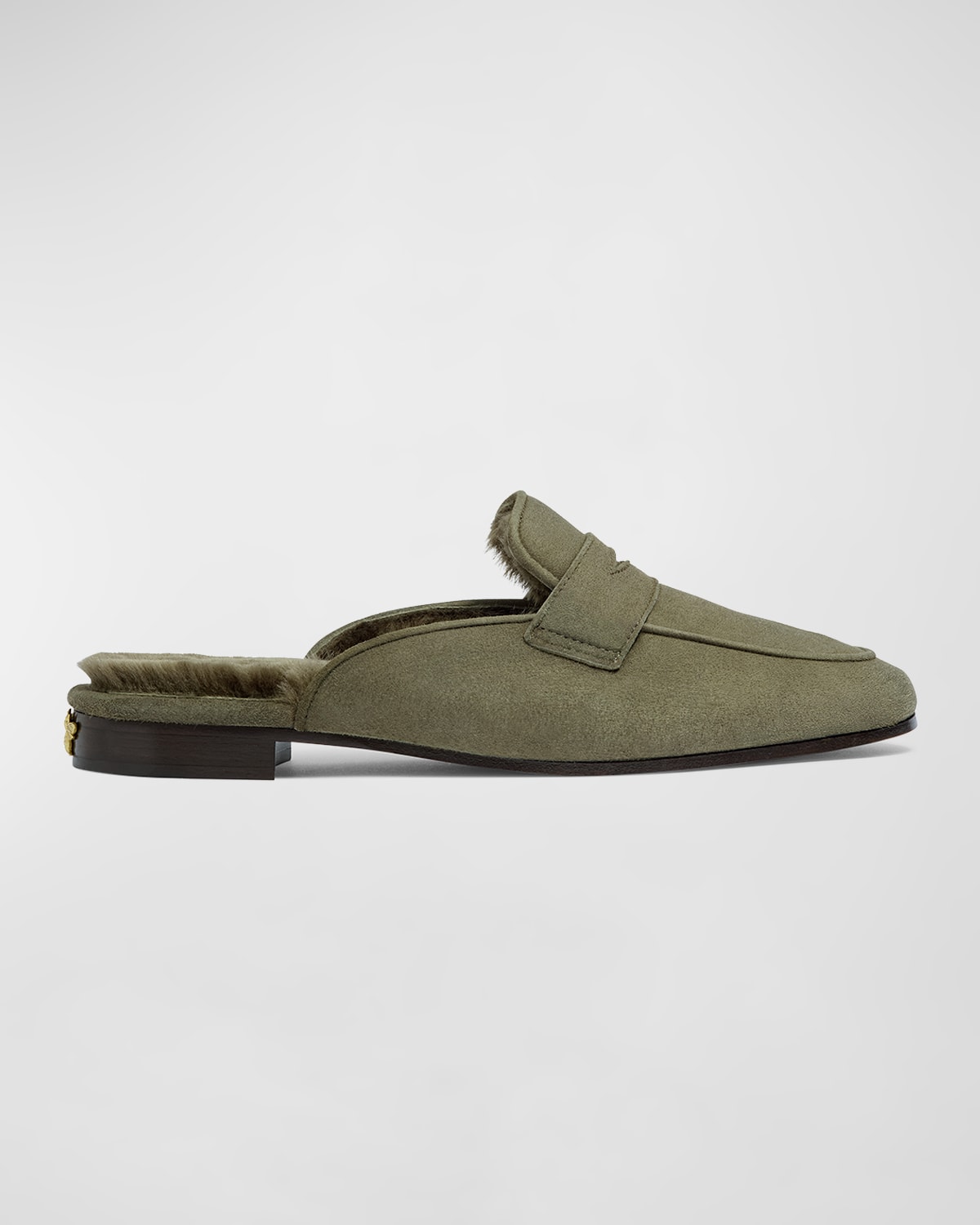 Bougeotte Suede Shearling Penny Loafer Mules
