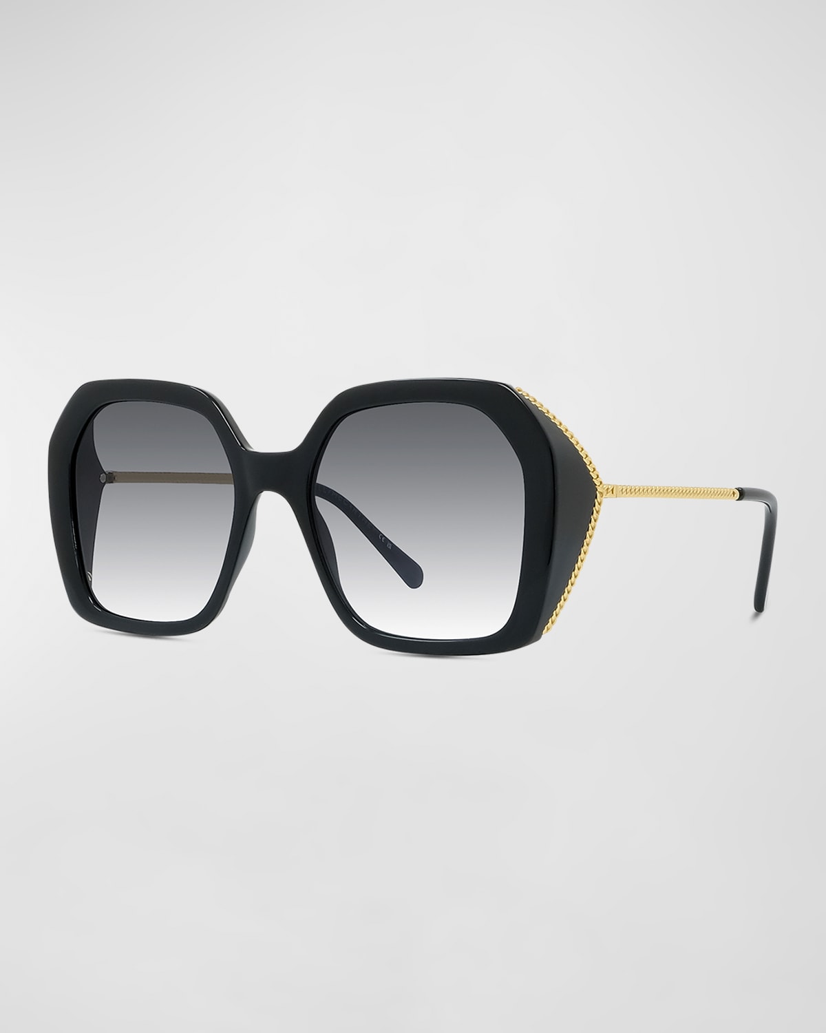 Stella Mccartney Chain Mixed-media Butterfly Sunglasses In Shiny Black