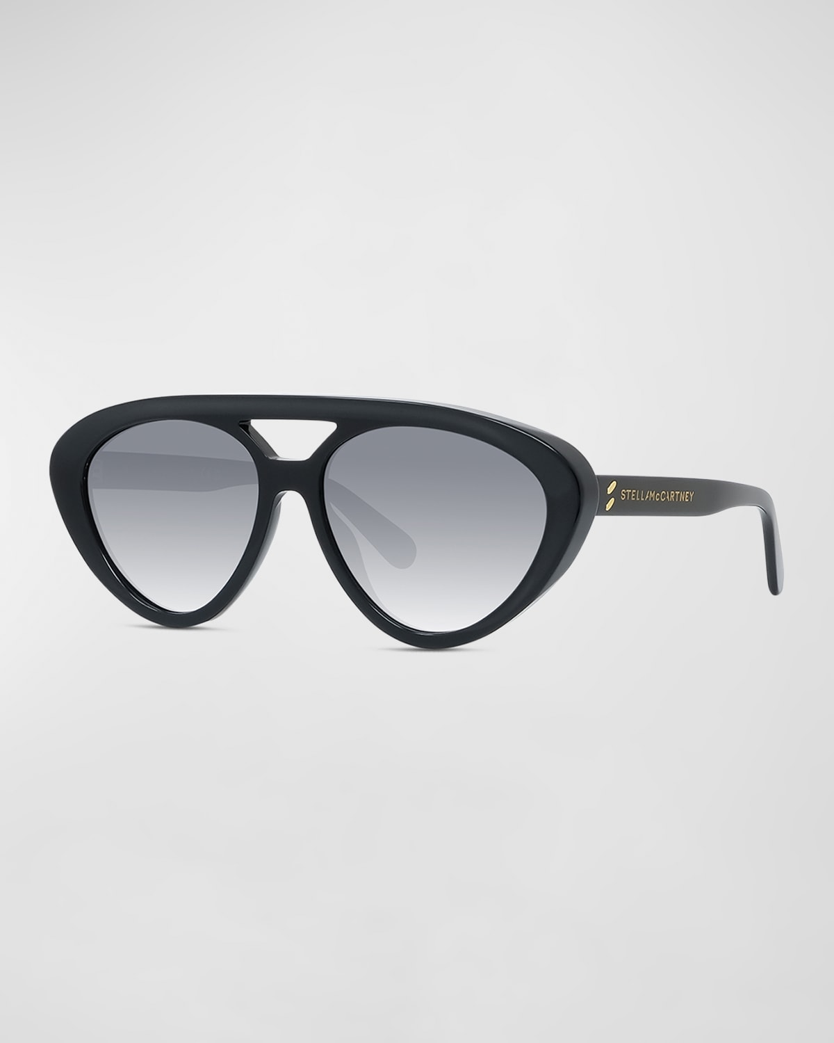 Stella Mccartney Logo Acetate Aviator Sunglasses In Shiny Black