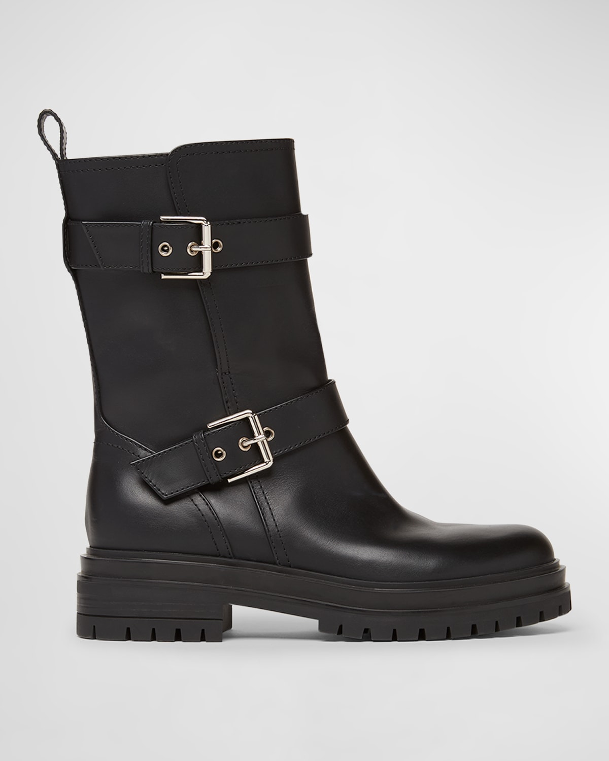 Gianvito Rossi Thiago Black Leather Mid-height Boots In Black