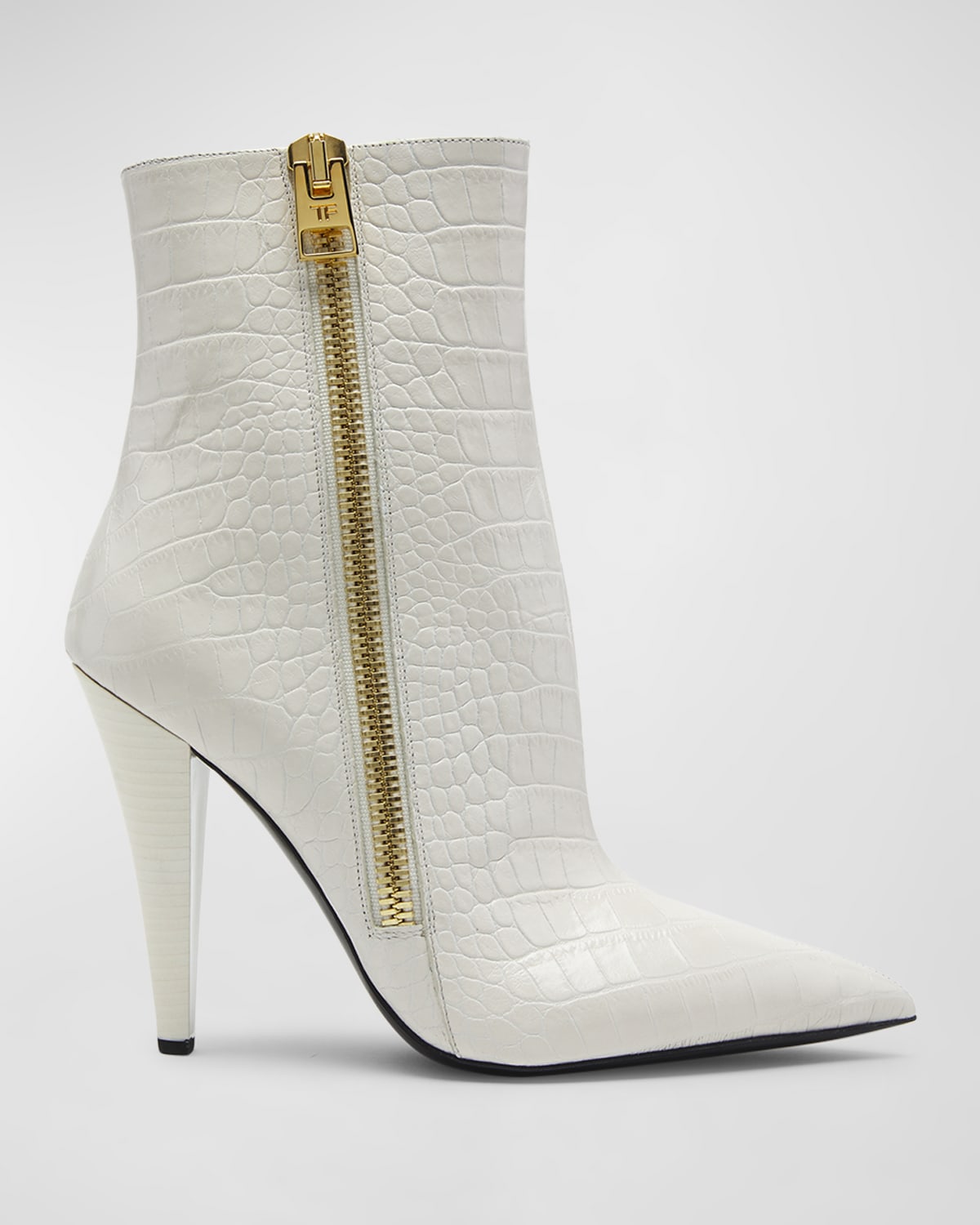 TOM FORD CROCO ZIP STILETTO ANKLE BOOTS
