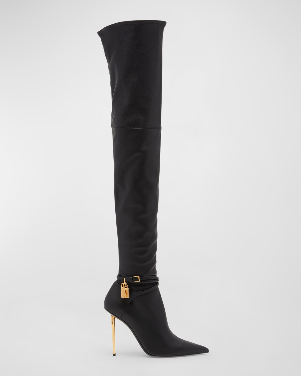 Tom Ford Lock 105mm Leather Over-the-knee Boots In Black