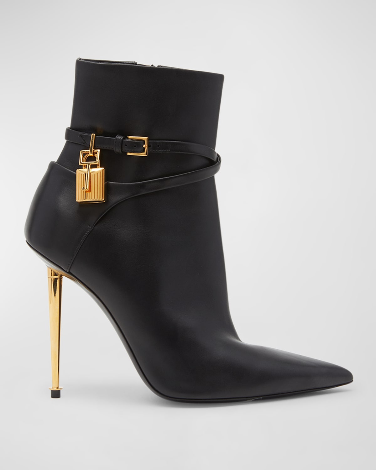 Tom Ford Lock 105mm Leather Ankle Booties In Black